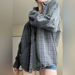 Oversize plaid button down shirt